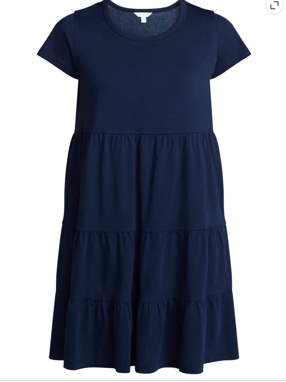 Time and Tru Navy Short Sleeve Tiered Dress with Pockets Sz XXL - Picture 4 of 10